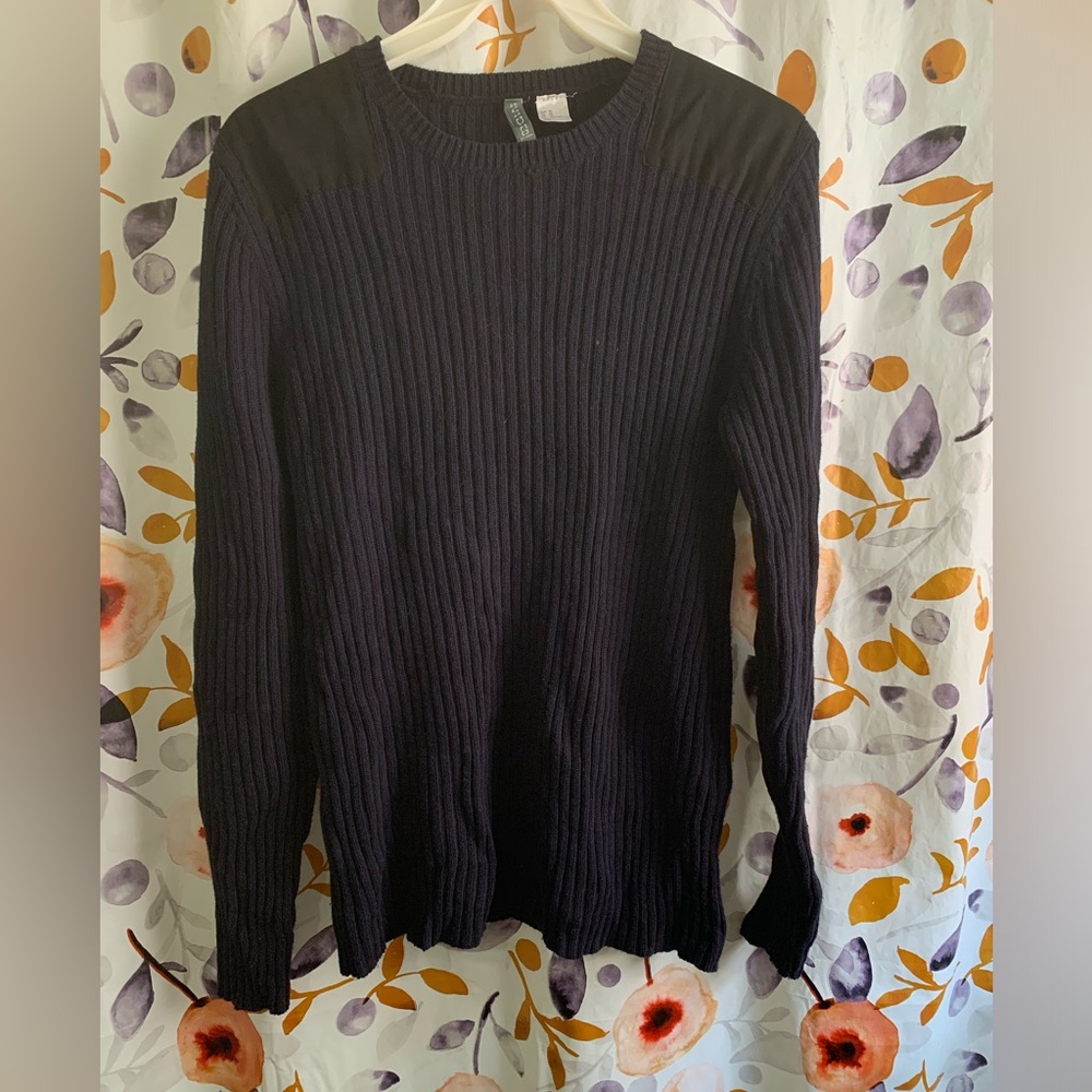 🔥5/$25 H&M Dark Navy Ribbed Sweater Sz XS